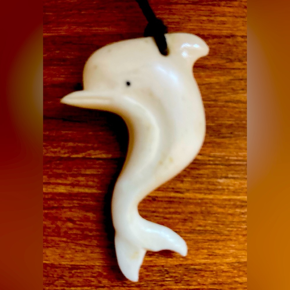 Carved Bone Dolphin Necklace (Child Size) on Cord